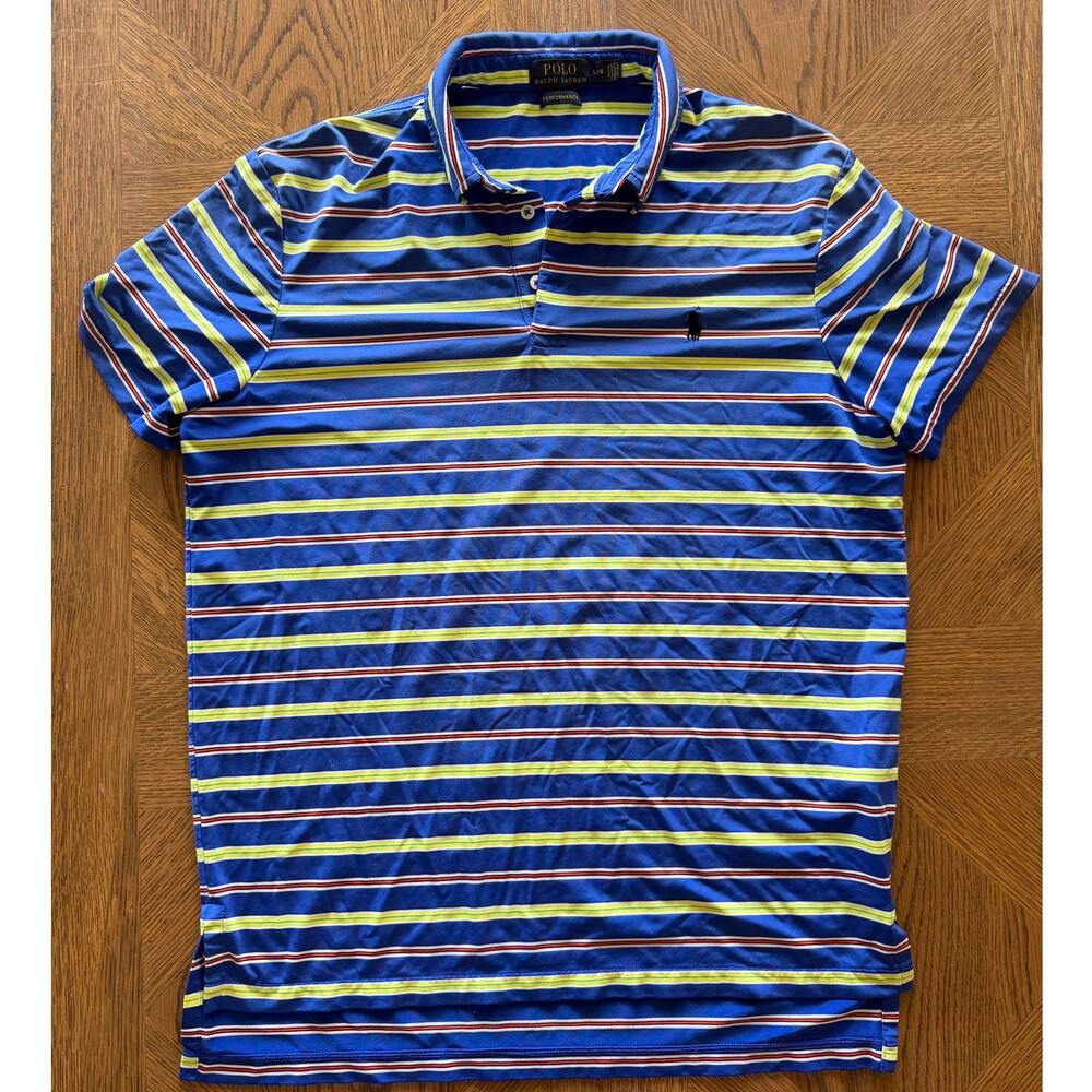 Polo Ralph Lauren Performance Striped Polo Men's L Blue